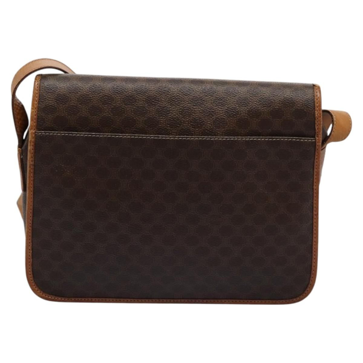 Celine Macadam Shoulder Bag PVC Leather, BROWN, CANVAS, Shoulder bag