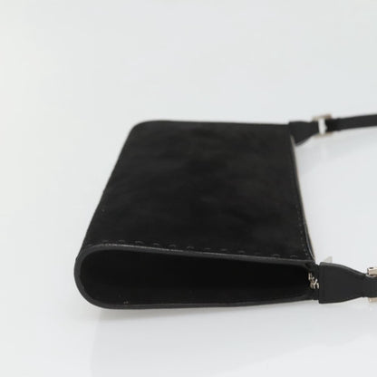 Salvatore Ferragamo Gancini handbag Suede, BLACK, SUEDE, Handbag