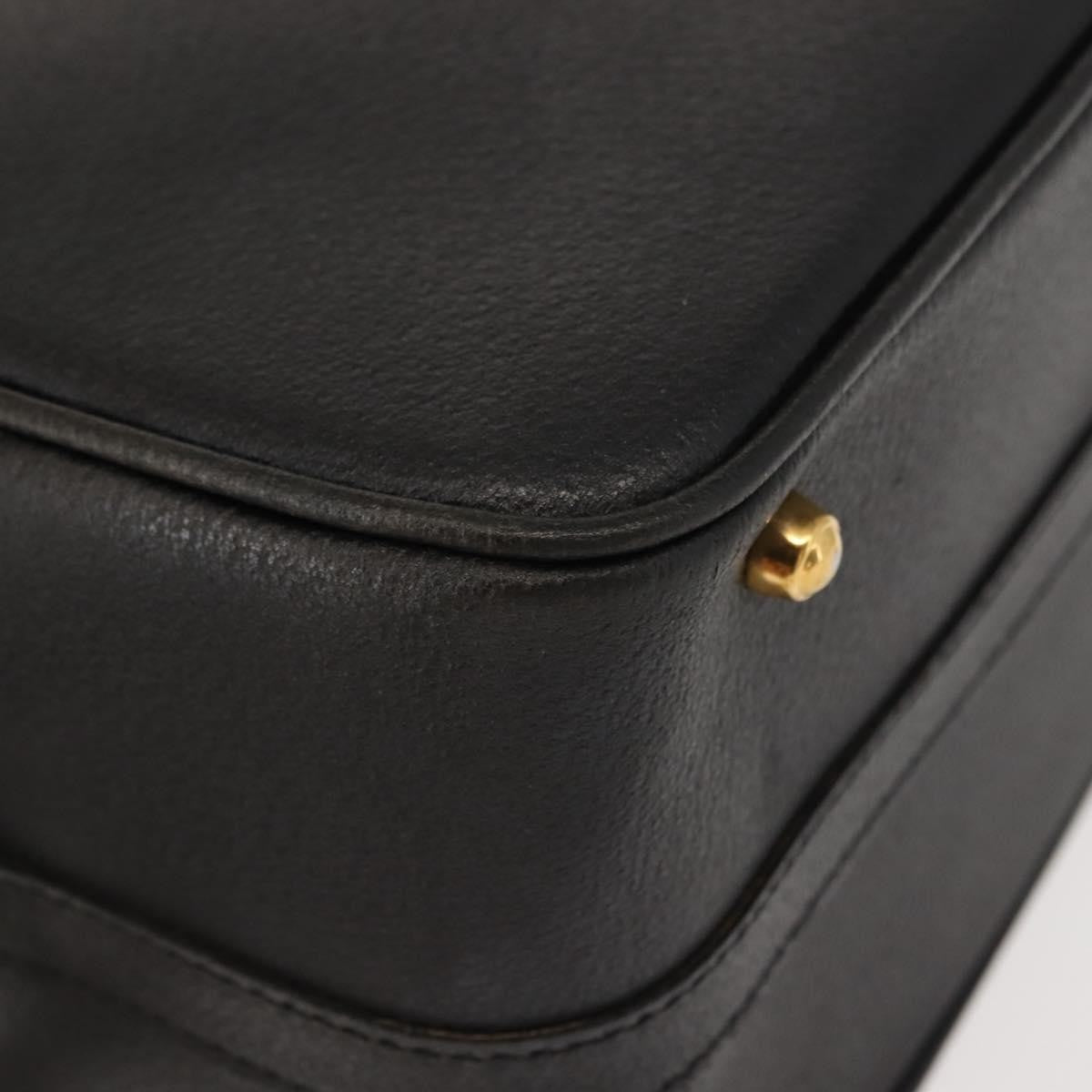 Gucci Vintage Bamboo Vanity Case Leather, NAVY, LEATHER, Handbag