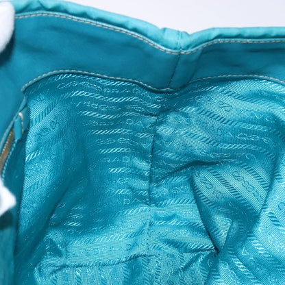 Prada Logo Bow Tote Tessuto with Leather, TURQUOISE, NYLON, Tote bag