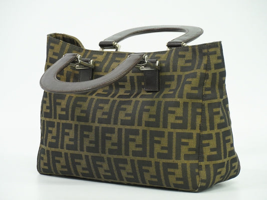 Fendi Zucca Tote bag FF motif, BROWN, CANVAS, Handbag