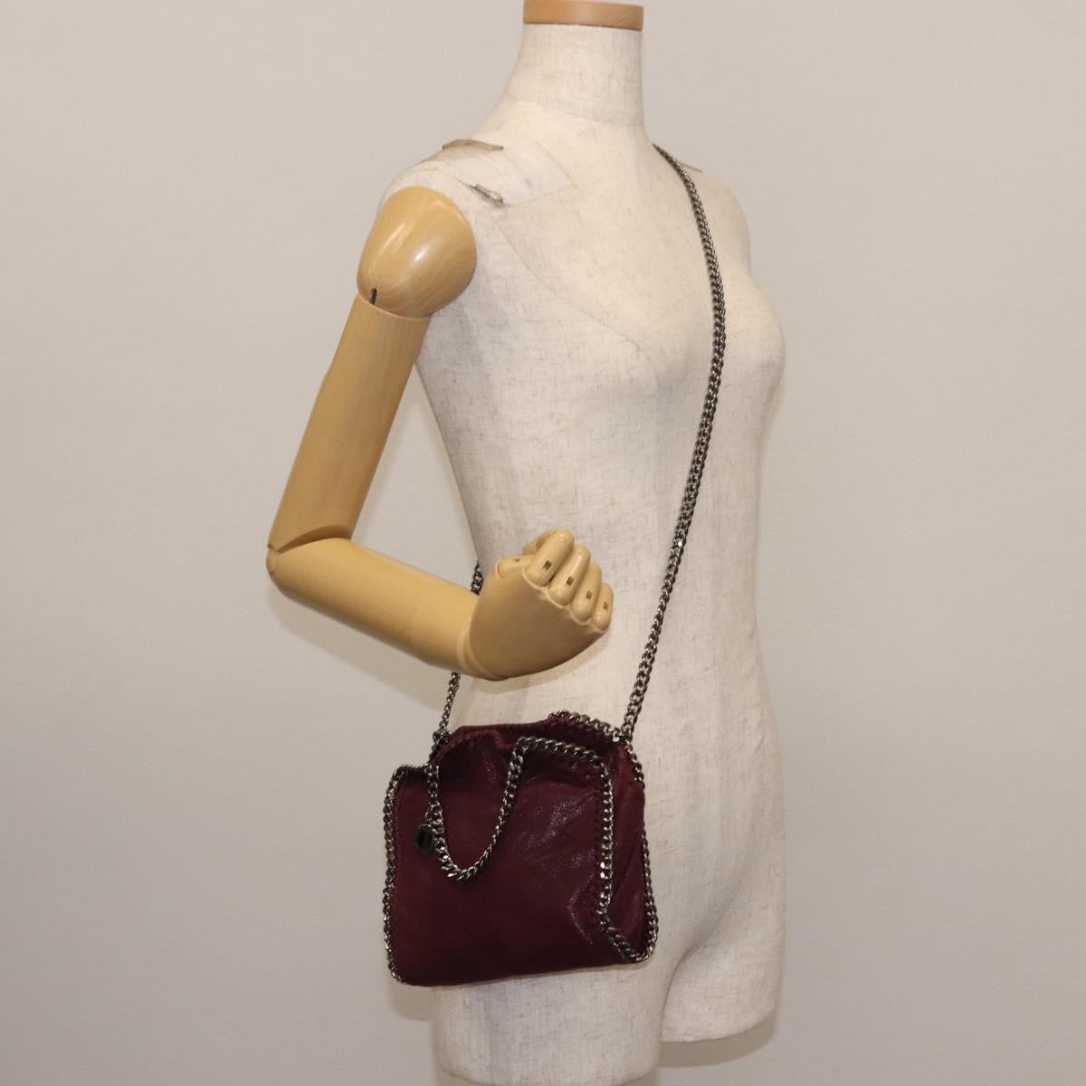 Stella McCartney Falabella Fold Over Crossbody Bag Velvet, BURGUNDY, POLYESTER, Crossbody bag