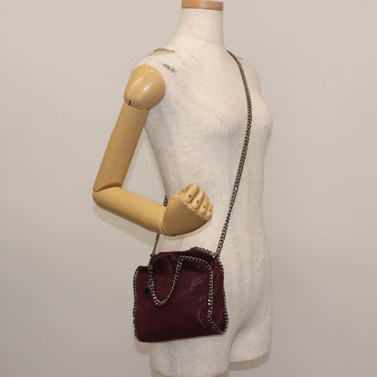 Stella McCartney Falabella Fold Over Crossbody Bag Velvet, BURGUNDY, POLYESTER, Crossbody bag