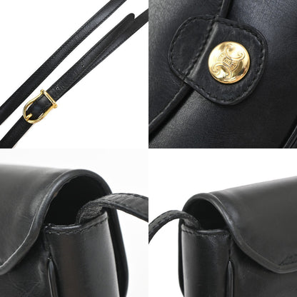 Celine Vintage Shoulder Bag Leather, BLACK, LEATHER, Shoulder bag