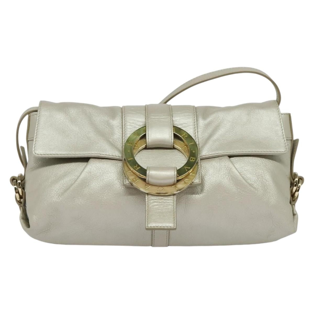 Bvlgari Chandra Flap Shoulder Bag Leather, SILVER, LEATHER, Shoulder bag