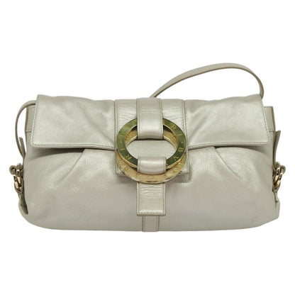 Bvlgari Chandra Flap Shoulder Bag Leather, SILVER, LEATHER, Shoulder bag