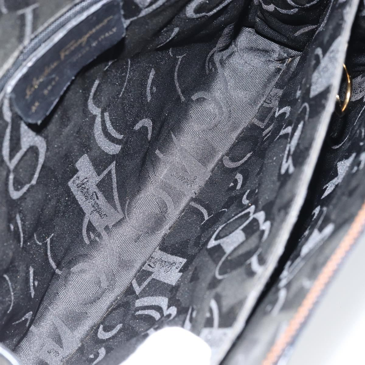 Salvatore Ferragamo Gancini handbag Leather, NAVY, LEATHER, Handbag