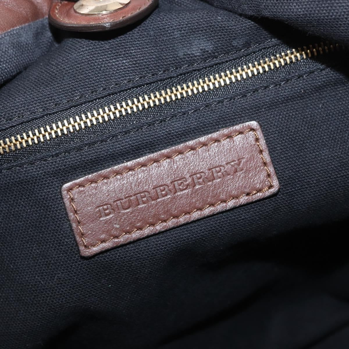 Burberry Big Crush Tote Leather and House Check Canvas, BROWN, LEATHER, Handbag