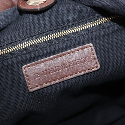 Burberry Big Crush Tote Leather and House Check Canvas, BROWN, LEATHER, Handbag