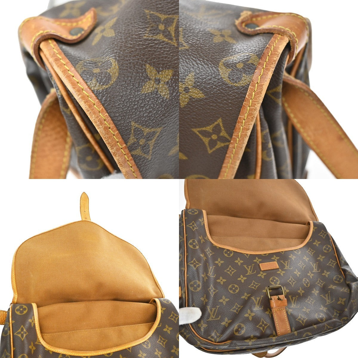 Louis Vuitton Saumur Handbag Monogram Canvas, BROWN, CANVAS, Shoulder bag