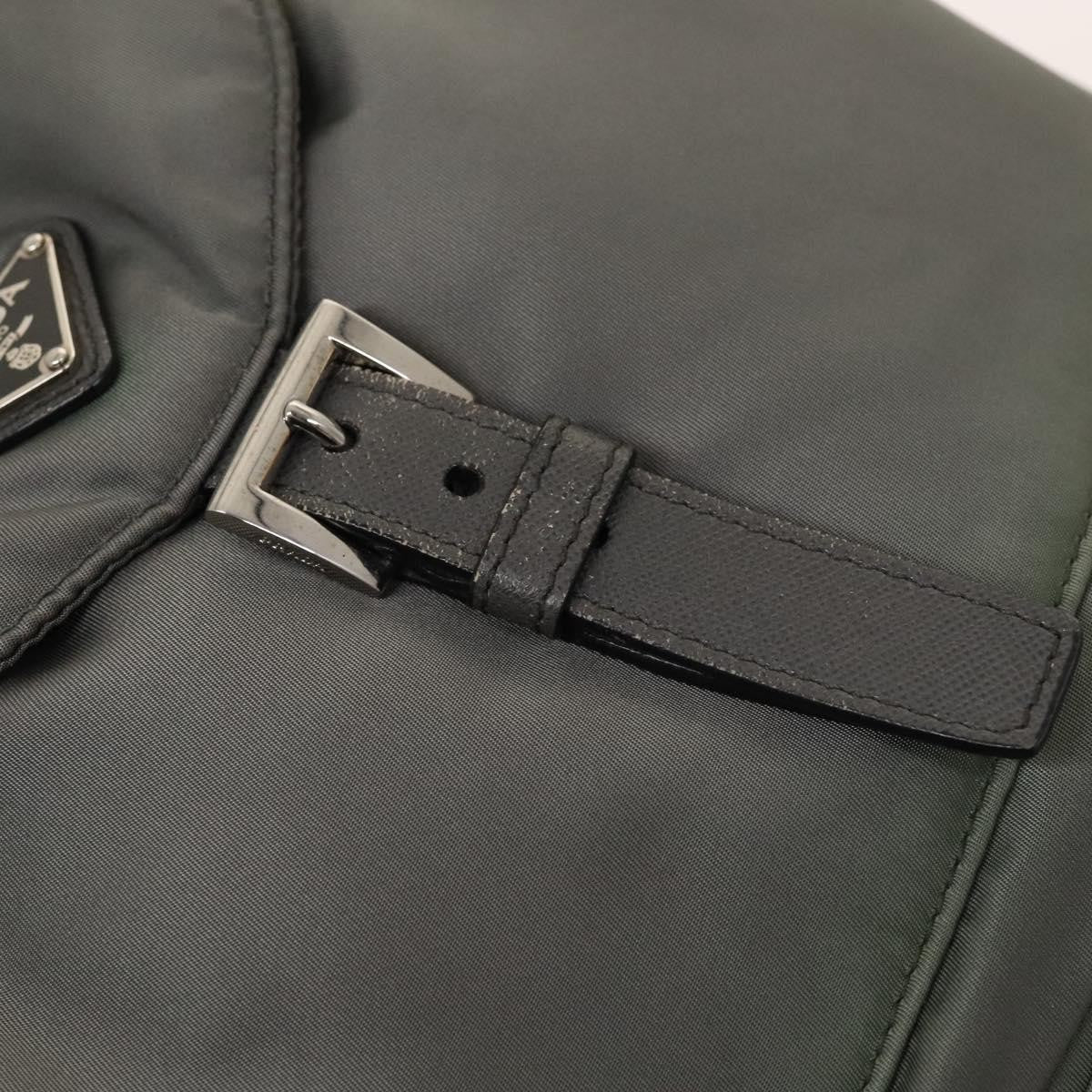 Prada Front Zip Drawstring Backpack Tessuto, GRAY, NYLON, Backpack