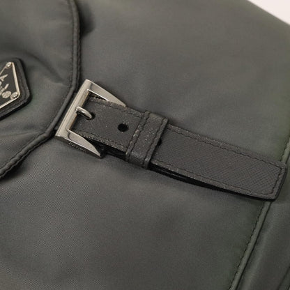 Prada Front Zip Drawstring Backpack Tessuto, GRAY, NYLON, Backpack