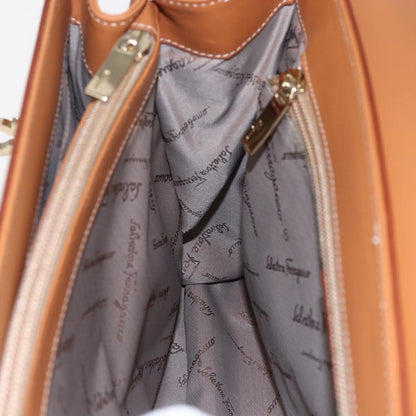 Salvatore Ferragamo Gancini handbag Leather, BROWN, LEATHER, Handbag