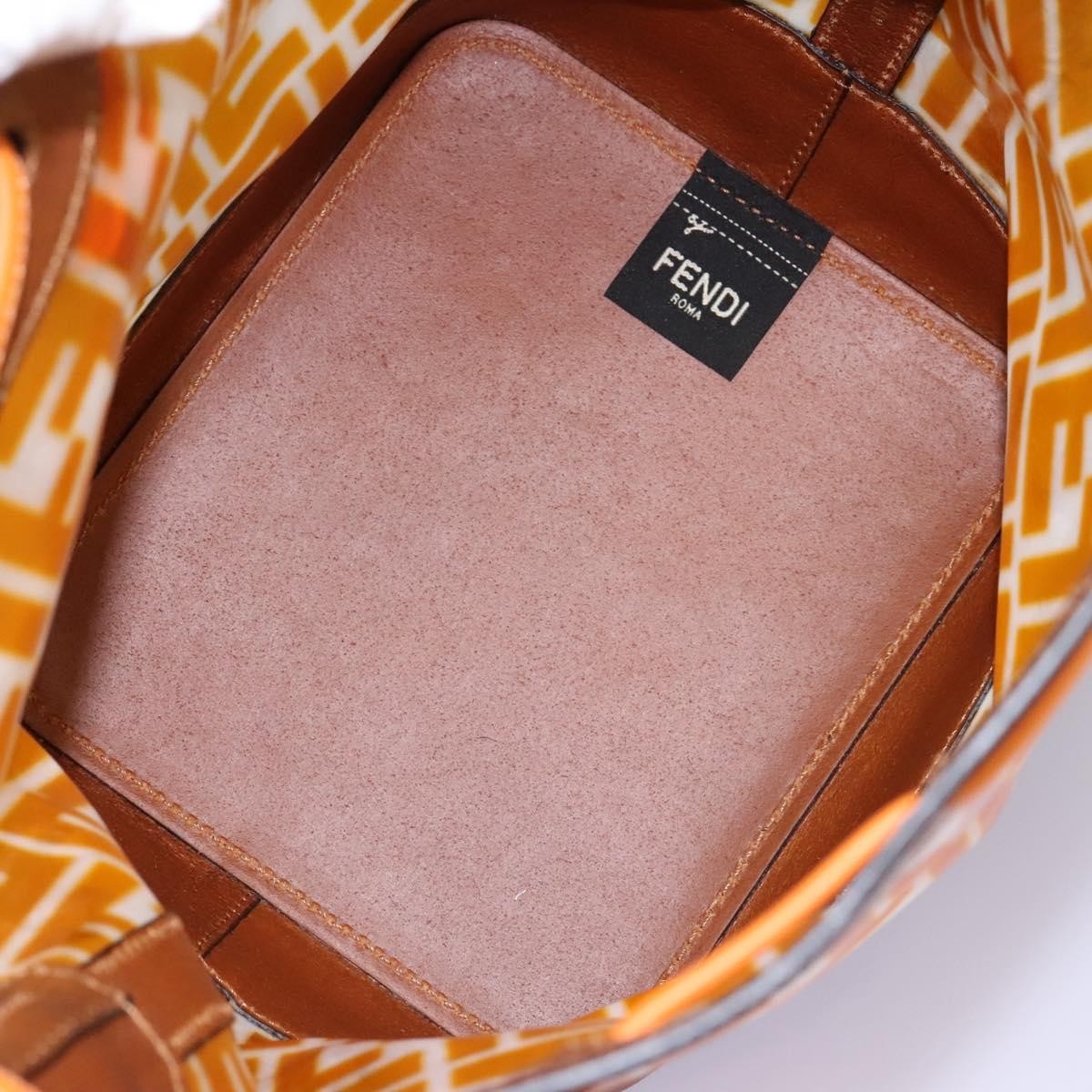 Fendi FF Logo Mon Tresor Bucket Bag Canvas, ORANGE, CANVAS, Shoulder bag