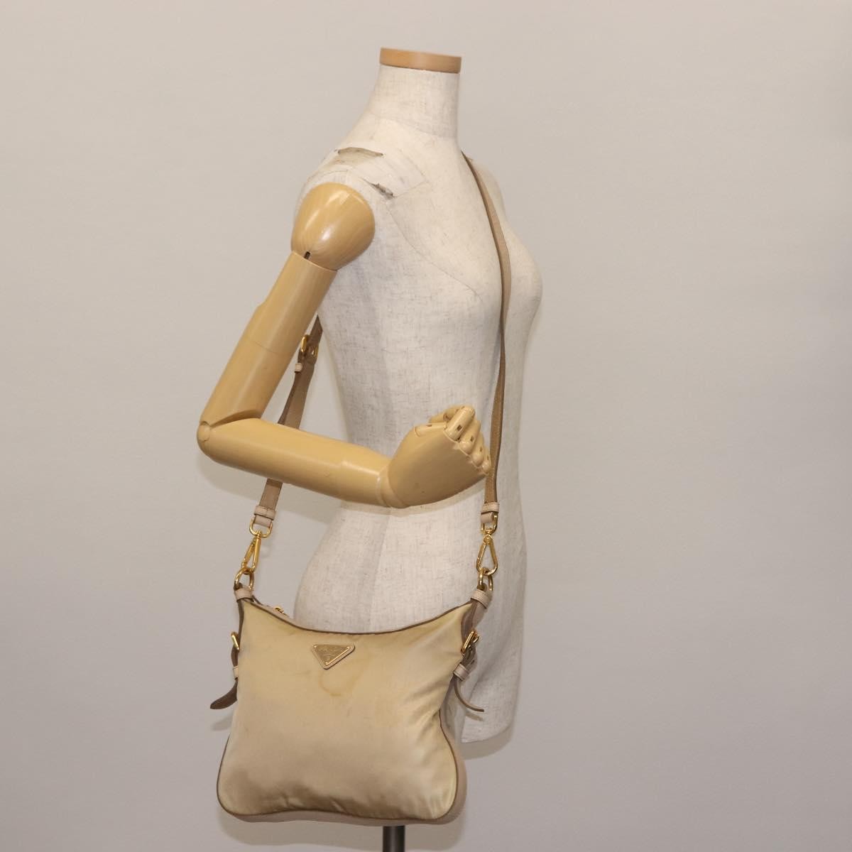 Prada Hobo Tessuto, BEIGE, NYLON, Shoulder bag