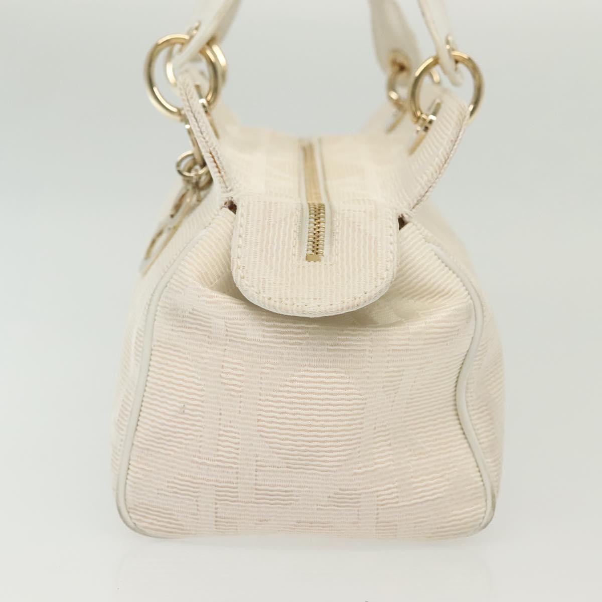 Christian Dior Cannage Handbag Canvas, WHITE, CANVAS, Handbag