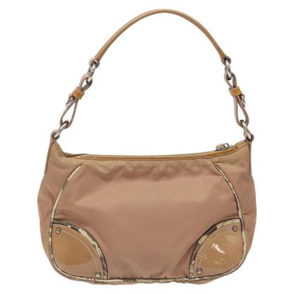 Prada Zip Hobo Tessuto with Leather, BEIGE, NYLON, Shoulder bag