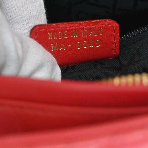 Christian Dior Vintage Lady Dior Bag Cannage Quilt Lambskin, RED, LEATHER, Handbag