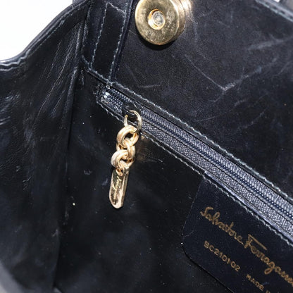 Salvatore Ferragamo Vintage Shoulder Bag Leather, BLACK, LEATHER, Shoulder bag