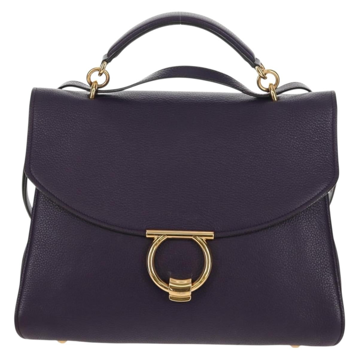 Salvatore Ferragamo Margot Satchel Leather, PURPLE, LEATHER, Handbag