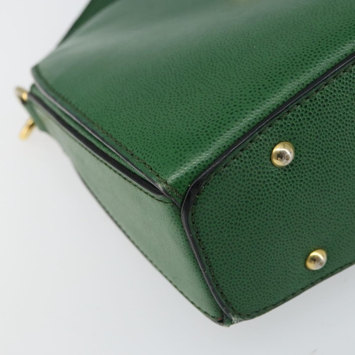 Celine Vintage Shoulder Bag Leather, GREEN, LEATHER, Shoulder bag