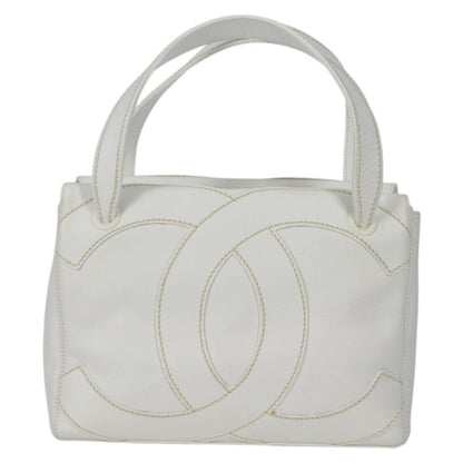Chanel CC Stitch Tote Caviar, WHITE, LEATHER, Handbag