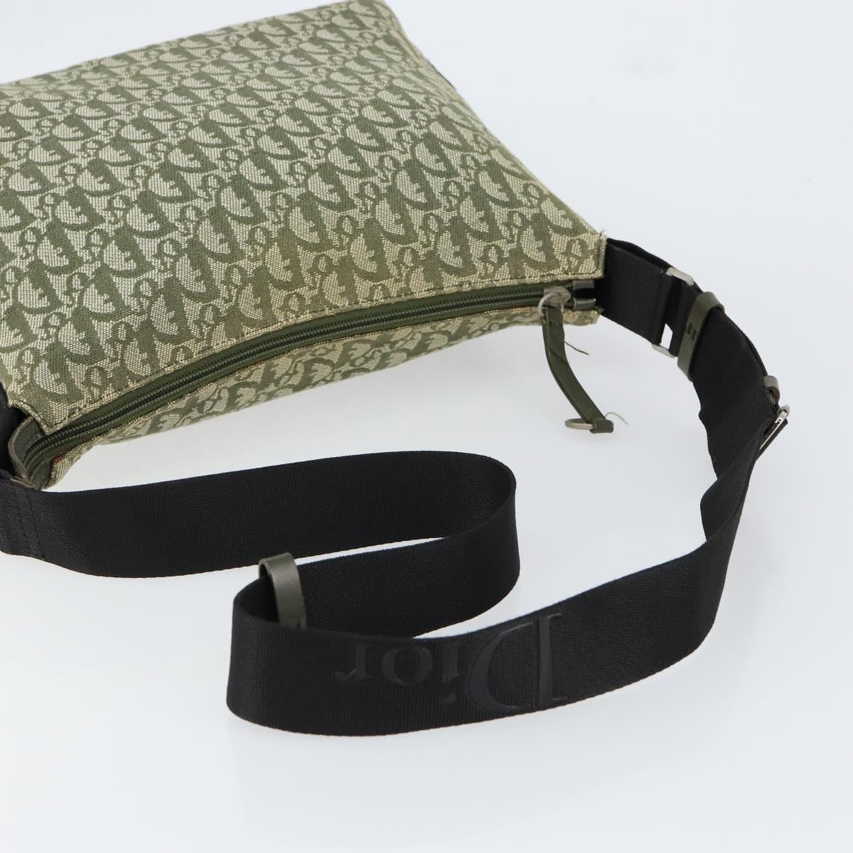 Christian Dior Vintage Trotter Shoulder Bag Canvas, GREEN, CANVAS, Shoulder bag