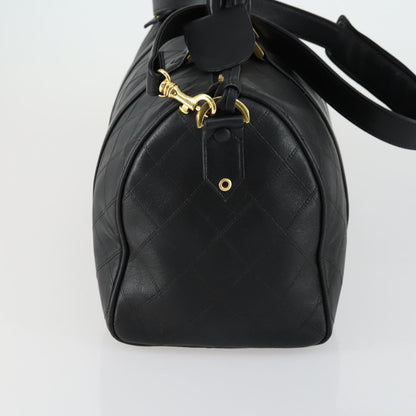 Chanel Vintage Diamond Stitch Boston Bag Quilted Lambskin, BLACK, LEATHER, Travel bag