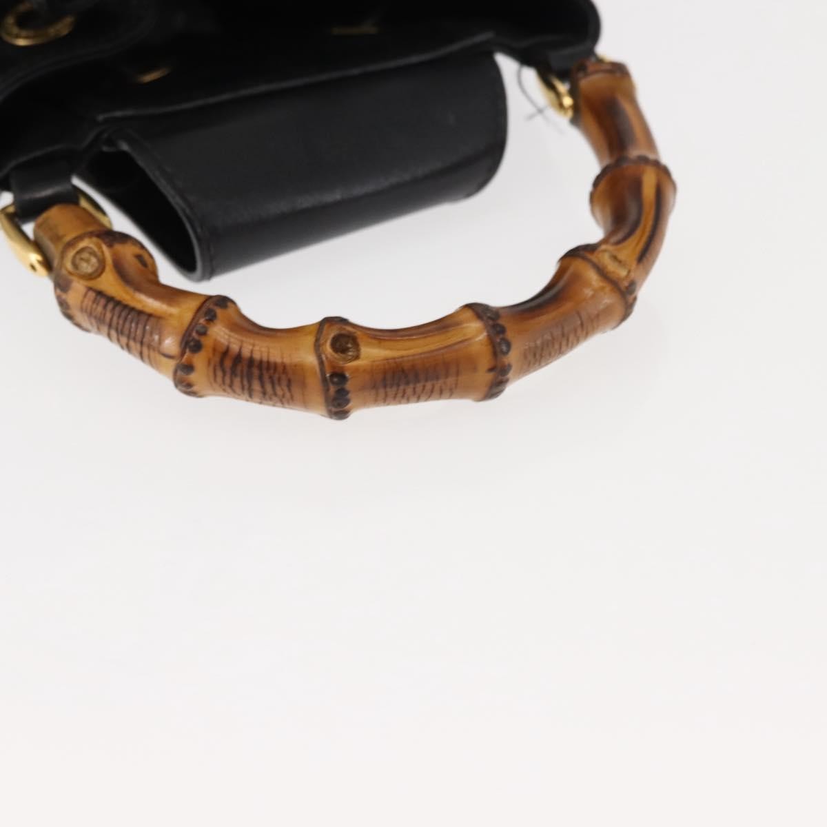 Gucci Vintage Bamboo Sling Backpack Leather, BLACK, LEATHER, Backpack