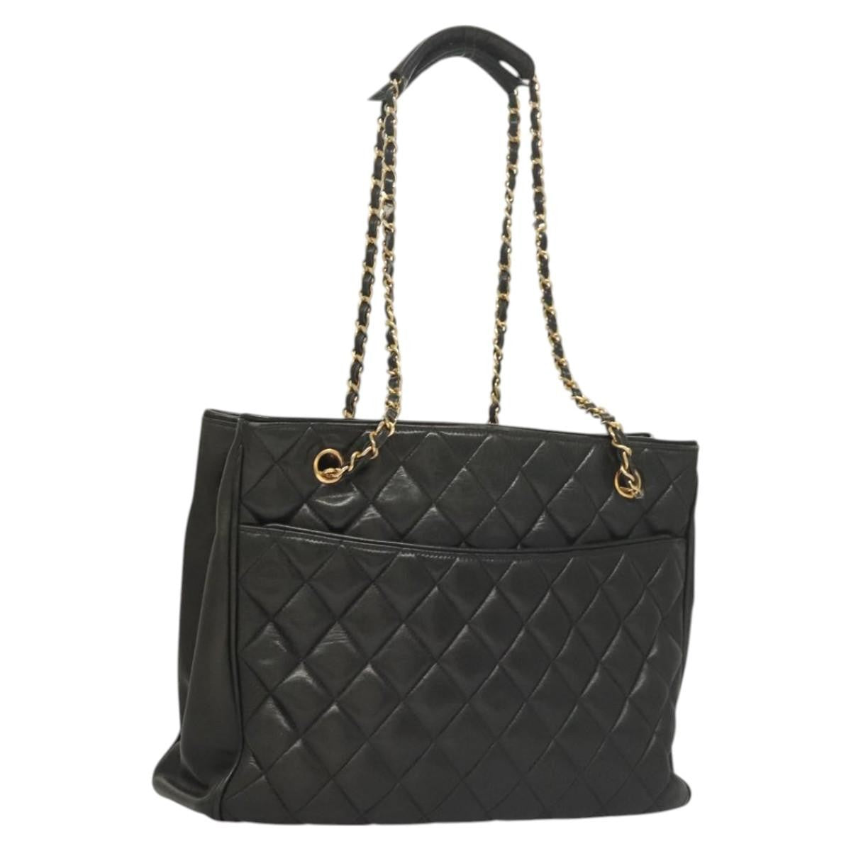 Chanel Chain Shoulder Bag Leather, Black, Leather, Shoulder Bag