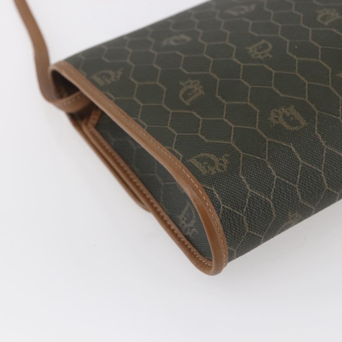 Christian Dior Vintage Honeycomb Flap Crossbody Bag Coated Canvas, KHAKI, CANVAS, Shoulder bag