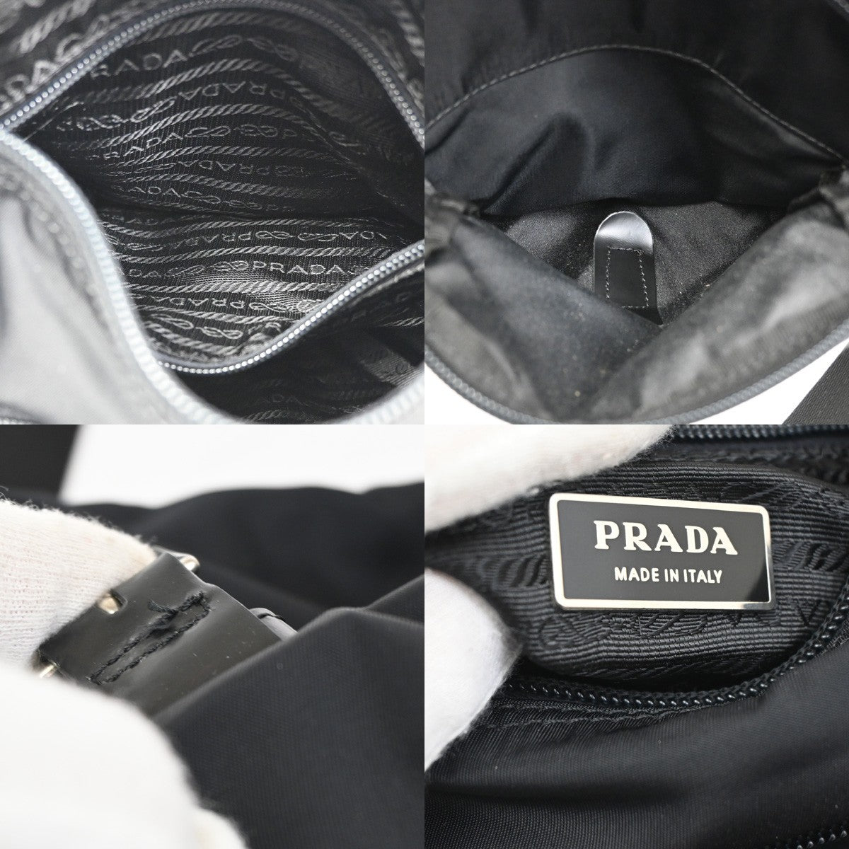 Prada Buckle Messenger Bag Tessuto, BLACK, NYLON, Shoulder bag