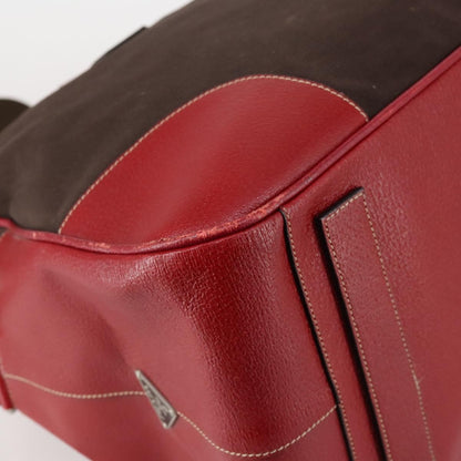 Prada Bowler Bag Canvas with Leather, BROWN, CANVAS, Travel bag