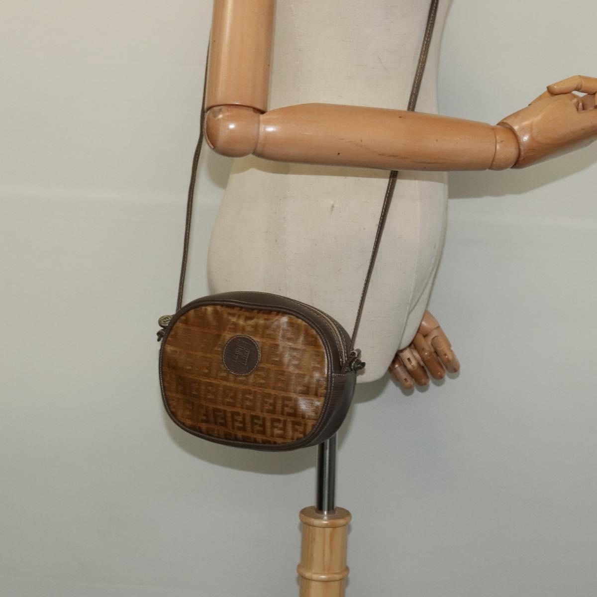 Fendi Vintage Zip Crossbody Bag Zucchino Canvas, BROWN, CANVAS, Clutche & pouche