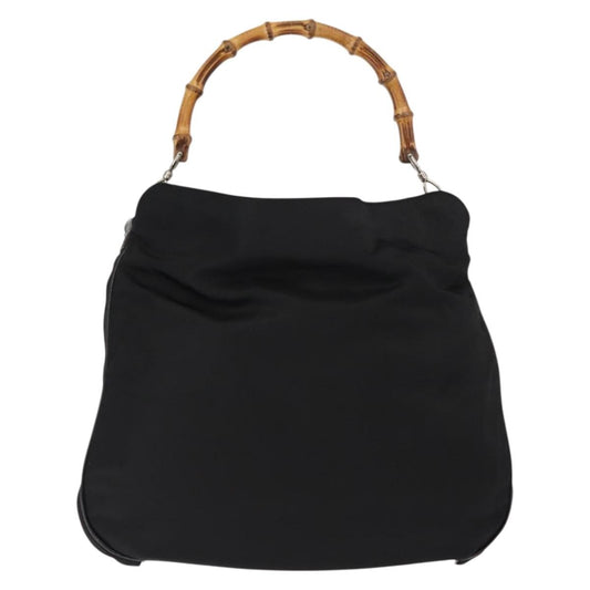 Gucci Vintage Bamboo Handle Bag Nylon, BLACK, NYLON, Handbag