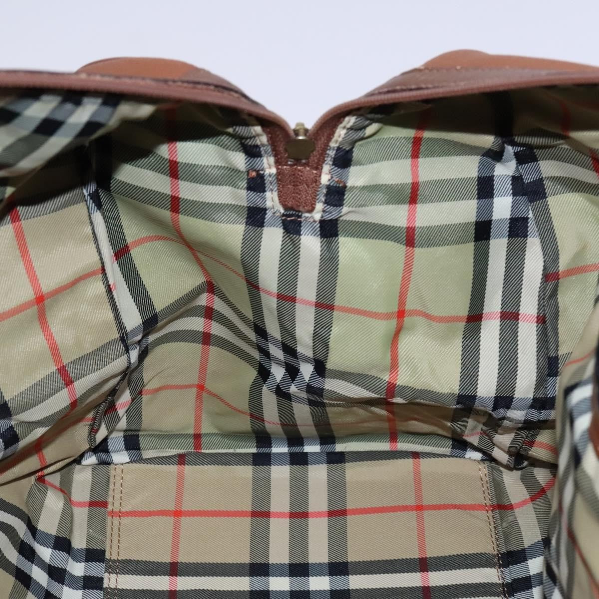 Burberry Front Pocket Zip Boston Bag House Check Canvas and Leather, BROWN, LEATHER, Travel bag