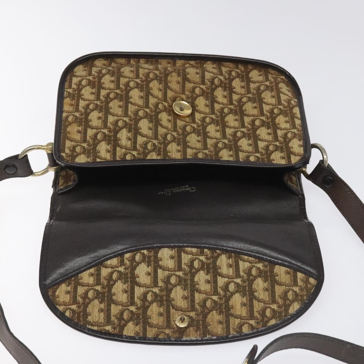 Christian Dior Vintage CD Flap Shoulder Bag Canvas, BROWN, CANVAS, Shoulder bag