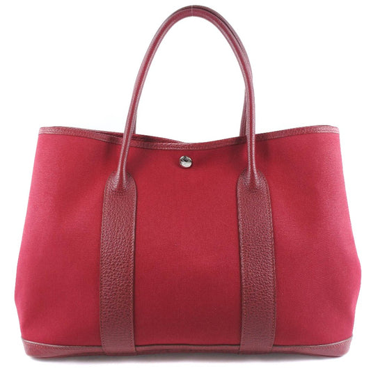Hermes Garden Party Tote Toile and Leather, RED, CANVAS, Tote bag