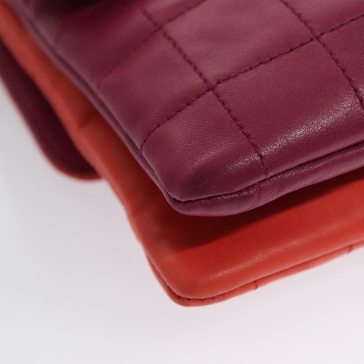 Chanel Vintage Chocolate Bar Double Side Flap Shoulder Bag Quilted Lambskin, PURPLE, LEATHER, Shoulder bag