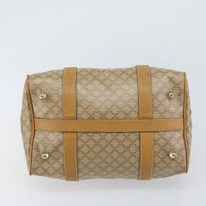 Celine Vintage Macadam Handbag Canvas and Leather, BEIGE, CANVAS, Handbag