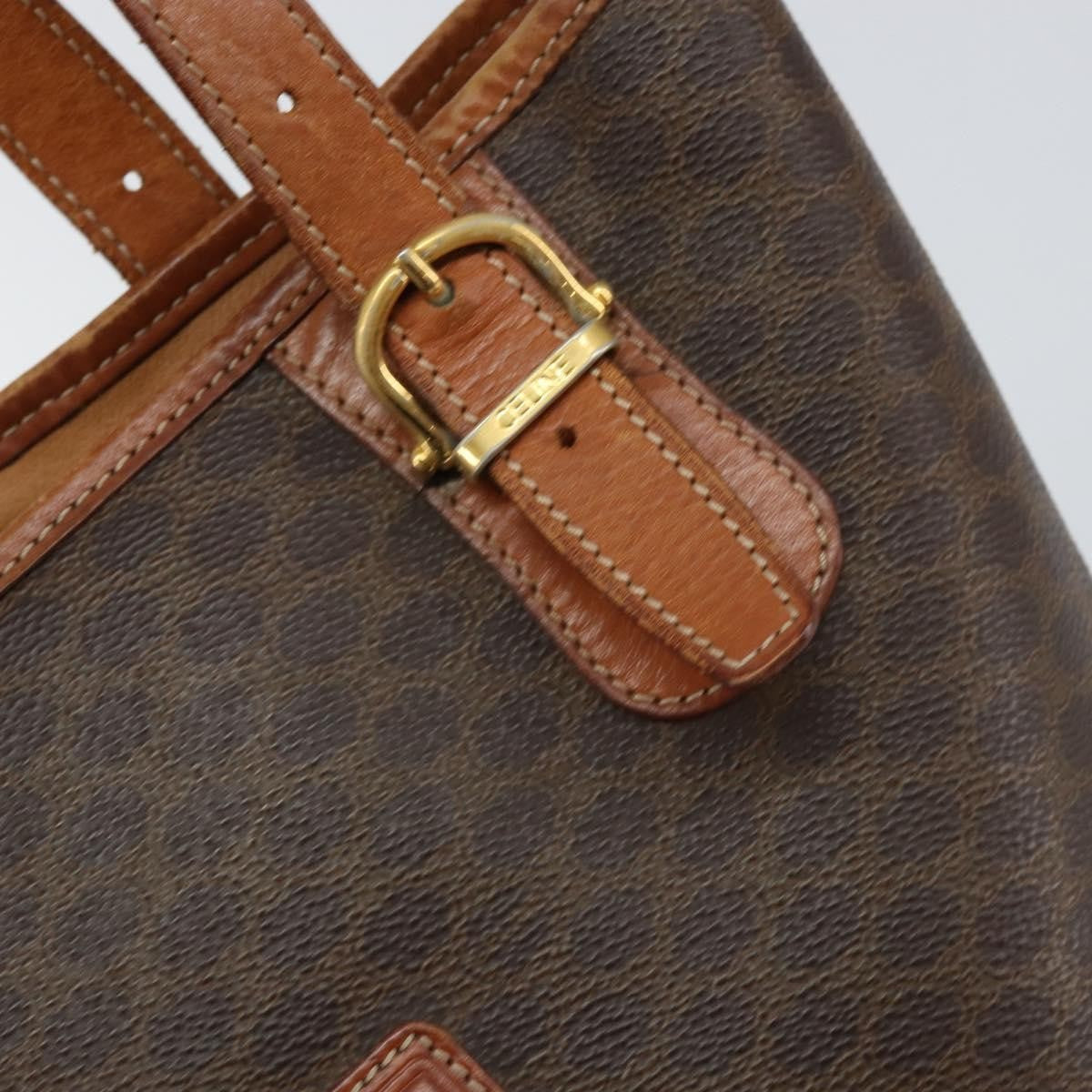 Celine Vintage Macadam Tote bag Canvas, BROWN, CANVAS, Tote bag