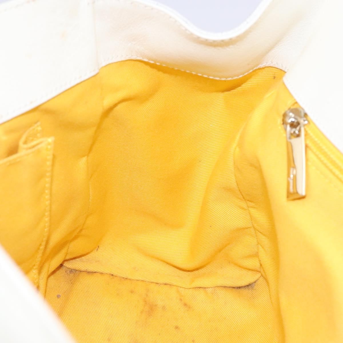 Salvatore Ferragamo Gancini top handle Leather, WHITE, LEATHER, Tote bag