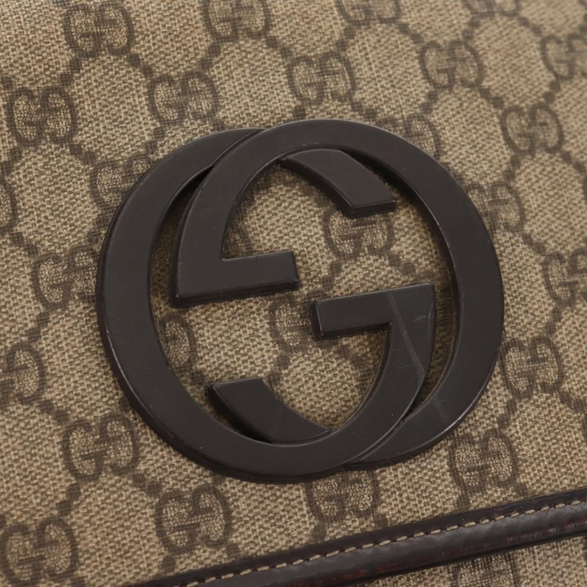 Gucci Interlocking G Messenger Bag GG Coated Canvas, BROWN, PVC, Crossbody bag