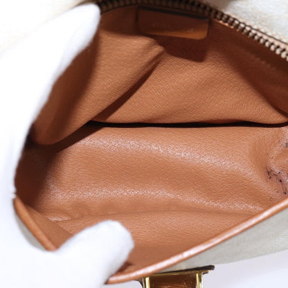 Celine Vintage Macadam Shoulder Bag Canvas and Leather, ECRU, CANVAS, Shoulder bag