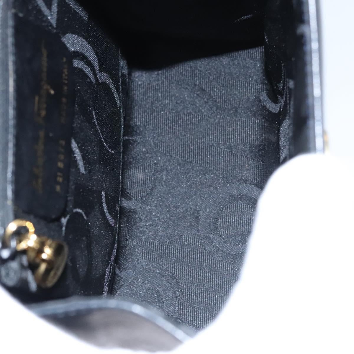 Salvatore Ferragamo Gancini handbag Leather, BLACK, LEATHER, Handbag