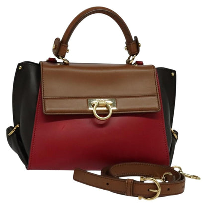 Salvatore Ferragamo Sofia Satchel Leather, RED, LEATHER, Handbag