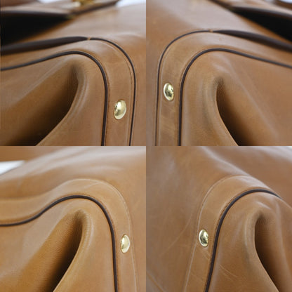 Salvatore Ferragamo Suzanna Satchel Smooth Leather, BROWN, LEATHER, Handbag