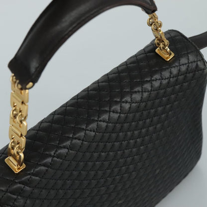 Bally Vintage Flap Handbag Quilted Leather, BLACK, LEATHER, Handbag