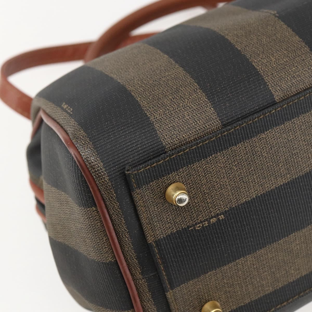 Fendi Vintage Pequin Convertible Boston Bag Coated Canvas, BLACK, PVC, Handbag