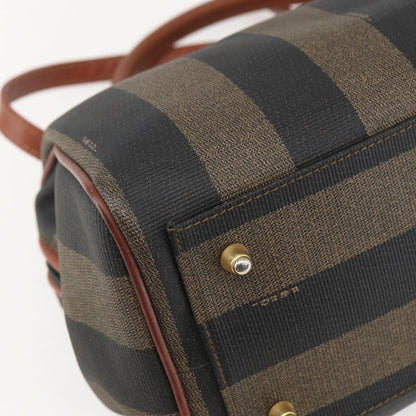 Fendi Vintage Pequin Convertible Boston Bag Coated Canvas, BLACK, PVC, Handbag